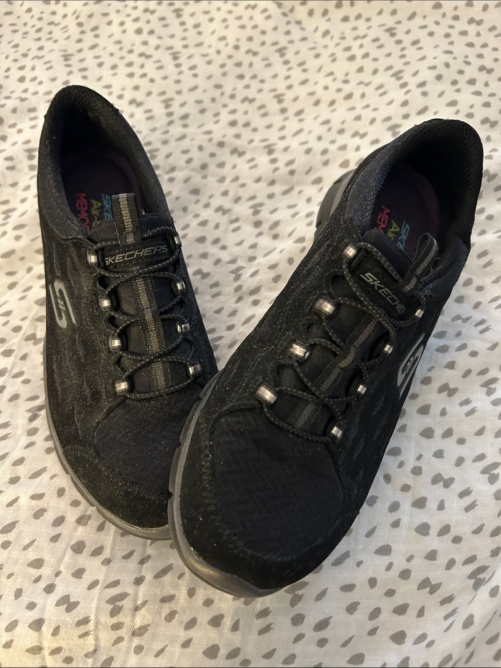 Skechers Women’s Black Slip-On Athletic Sneakers with Elastic Bungee